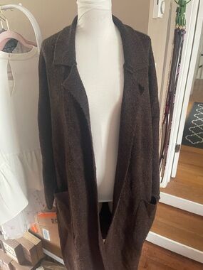 OAK + FORT Dark Brown Open-Front Coatigan